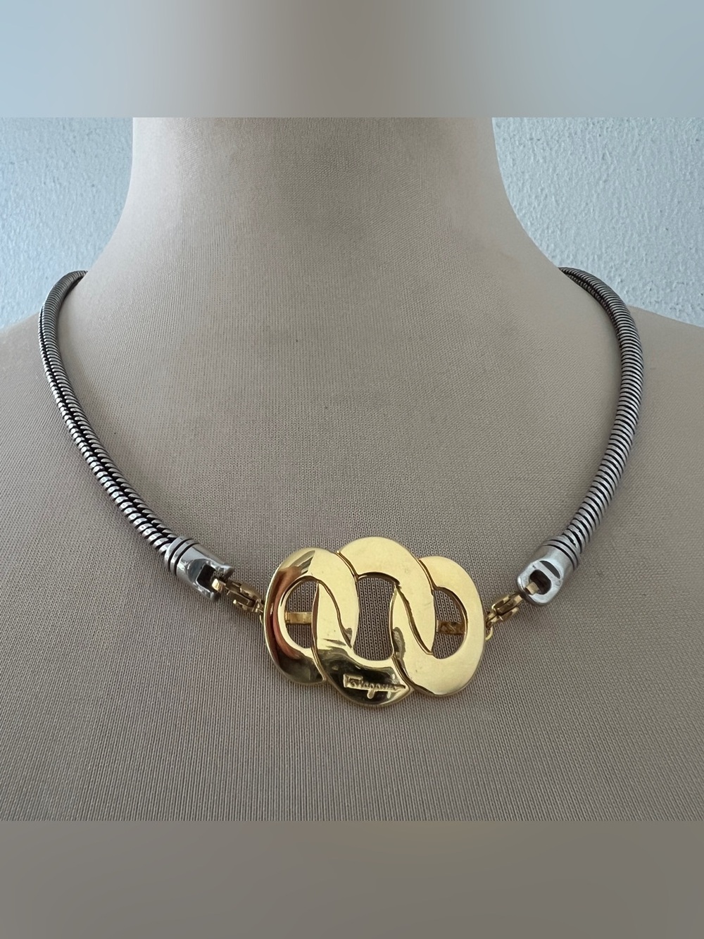 Custom Ferragamo x Brighton x Junk You! Rescued Vintage Two-tone Necklace 20”